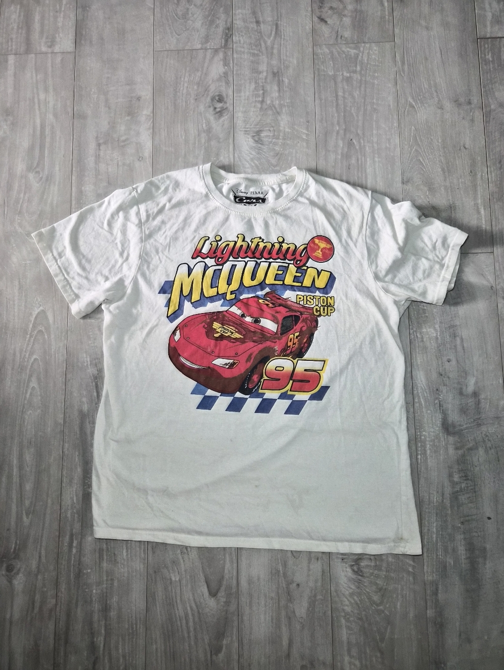 Disney Lightning McQueen Tee - White with Red, Yellow & Blue Graphics